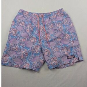 Vineyard Vines Mens Crab Shell Print Swim Trunks Purple  Blue Medium 7 Inseam